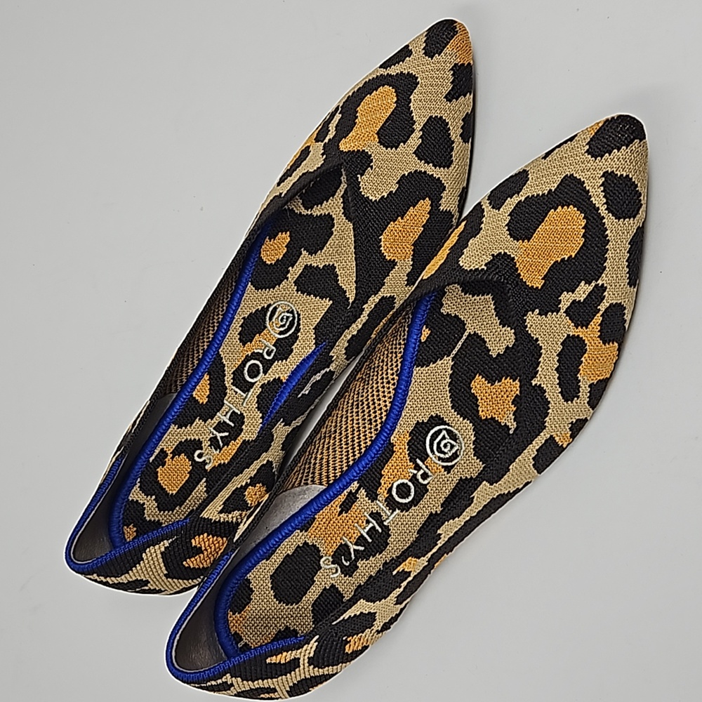 Rothy's Leopard Print Pointed Toe Flats 8